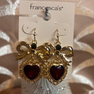Francesca's Collections Red Heart Earrings
